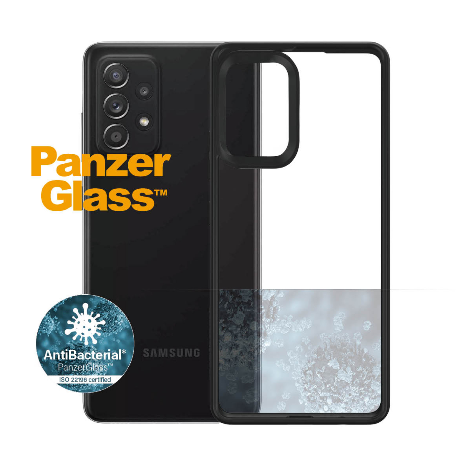 Гръб PanzerGlass ClearCase AntiBacterial за Samsung A72 - Черна Рамка