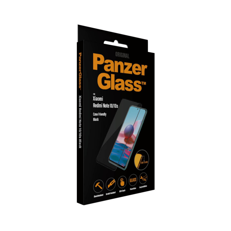 Стъклен протектор PanzerGlass за Redmi Note 10/ Note 10s CaseFriendly - Черен