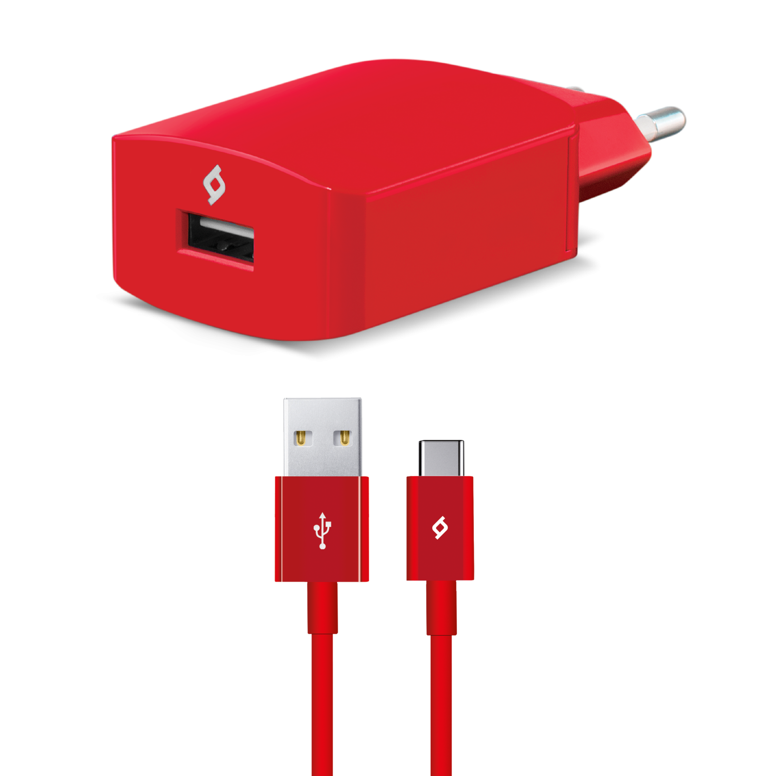 Зарядно 220V SpeedCharger USB Travel Charger, 2,1A, incl, Type C Cable - Червено,116243