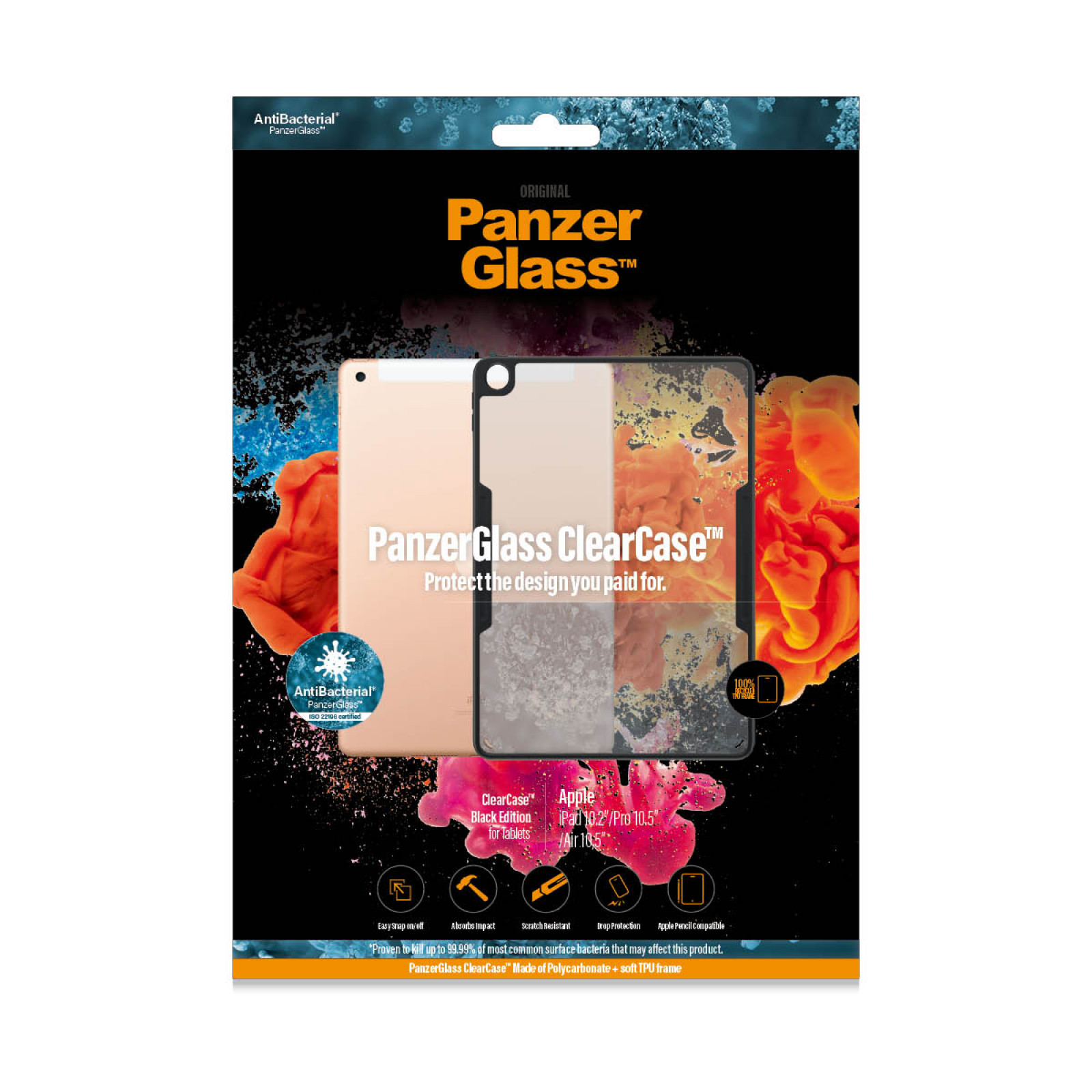 Гръб Panzerglass за Apple iPad 10.2" / Pro 10.5" / Air 10.5" - Черна рамка