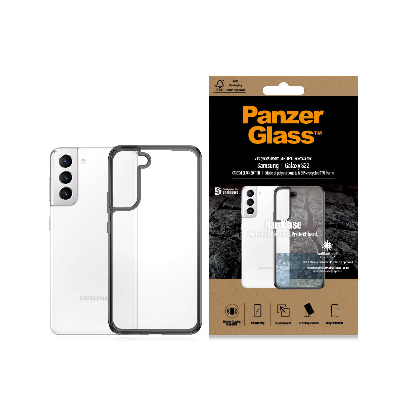 Гръб PanzerGlass за Samsung S22, Hard Case, Smokey black