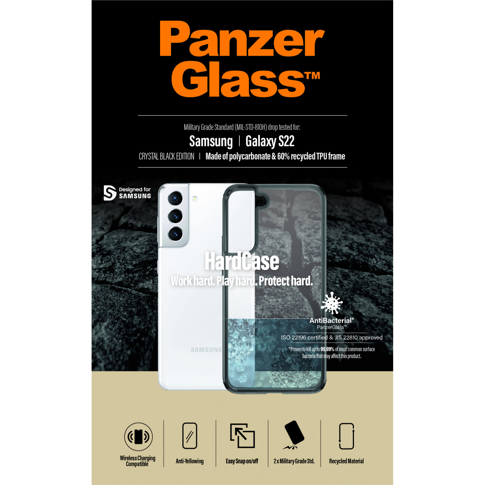 Гръб PanzerGlass за Samsung S22, Hard Case, Smokey black