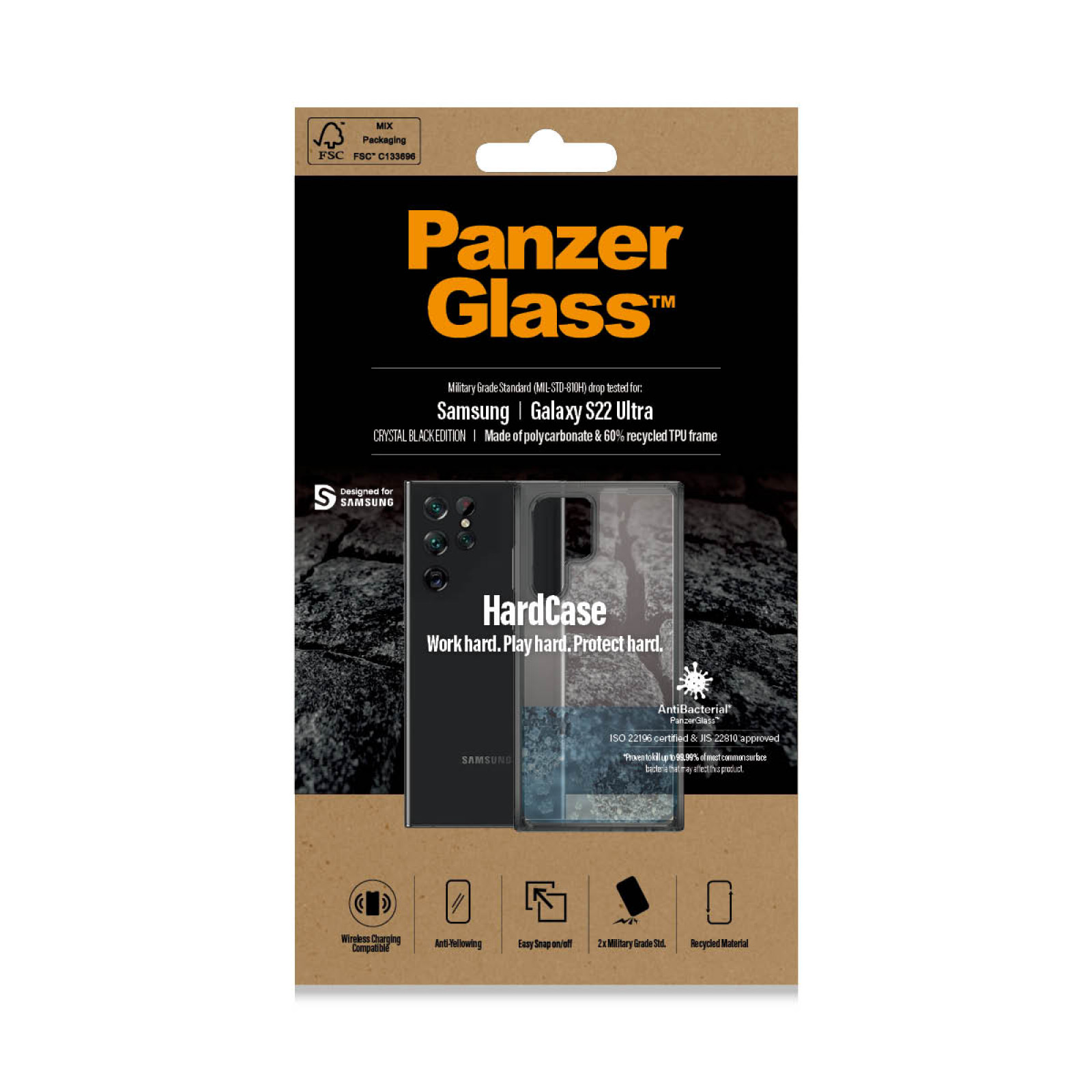 Гръб PanzerGlass за Samsung S22 Ultra, Hard Case, Smokey black