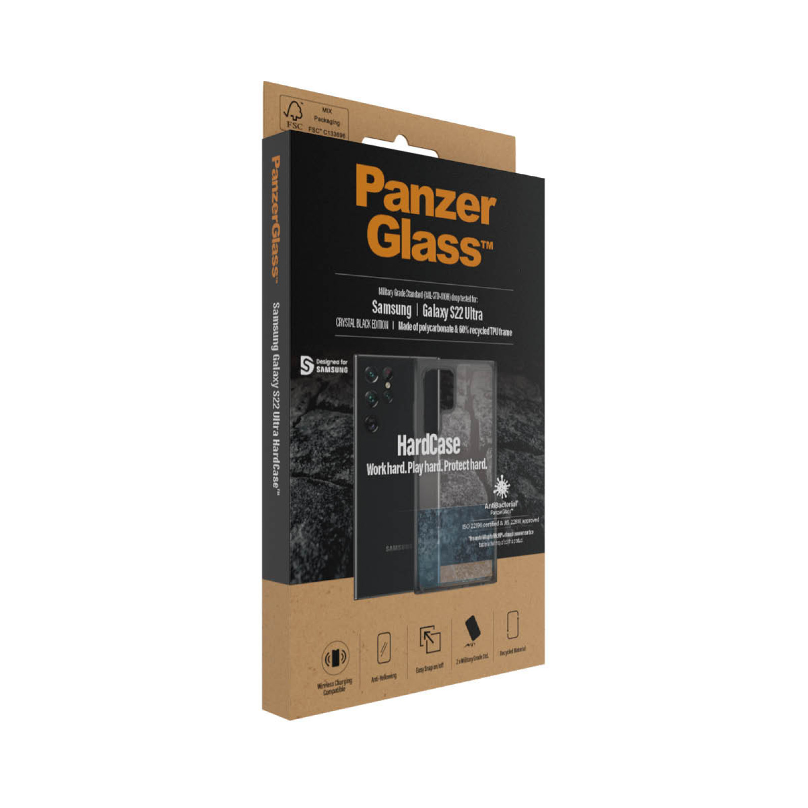 Гръб PanzerGlass за Samsung S22 Ultra, Hard Case, Smokey black
