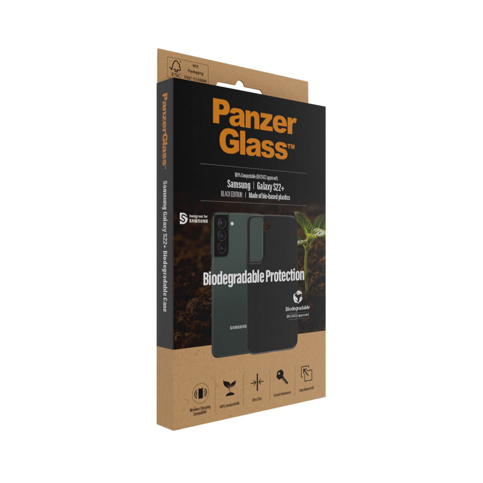 Гръб PanzerGlass за Samsung S22 Plus, Biodegradable, Черен