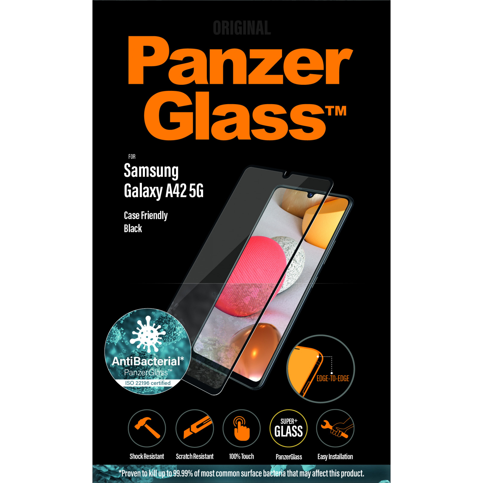 Стъклен протектор PanzerGlass за Samsung Galaxy A42 5G CaseFriendly, Black AB