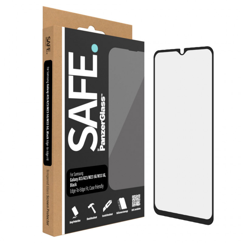 Стъклен протектор Safe за Samsung Galaxy A13/A23/M23 5G/M33 5G CaseFriendly - Черен