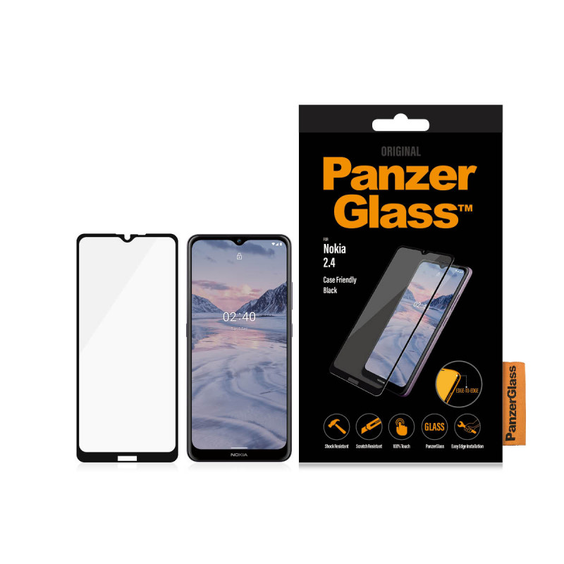 Стъклен протектор PanzerGlass за Nokia 2.4 CaseFriendly - Черен