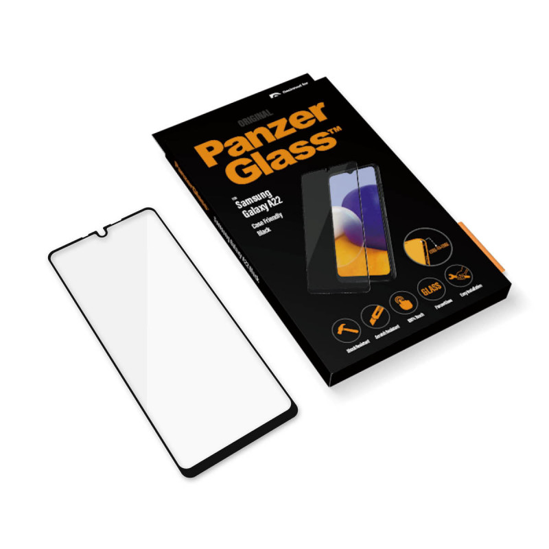 Стъклен протектор PanzerGlass за Samsung Galaxy A22  CaseFriendly -Черен