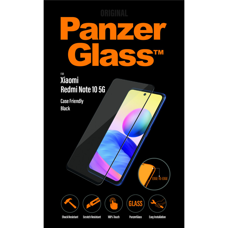 Стъклен протектор PanzerGlass за Xiaomi Redmi Note 10 5G CaseFriendly - Черен