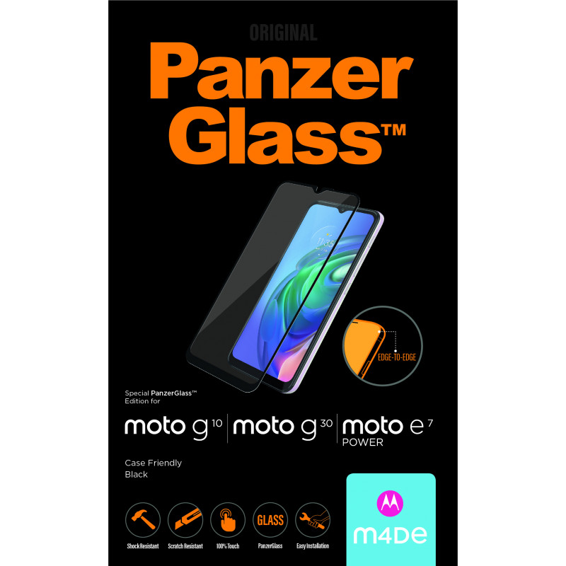 Стъклен протектор PanzerGlass за Motorola Moto G10 / Moto G30/ Moto E7 Power ,CaseFrienfly, Черно
