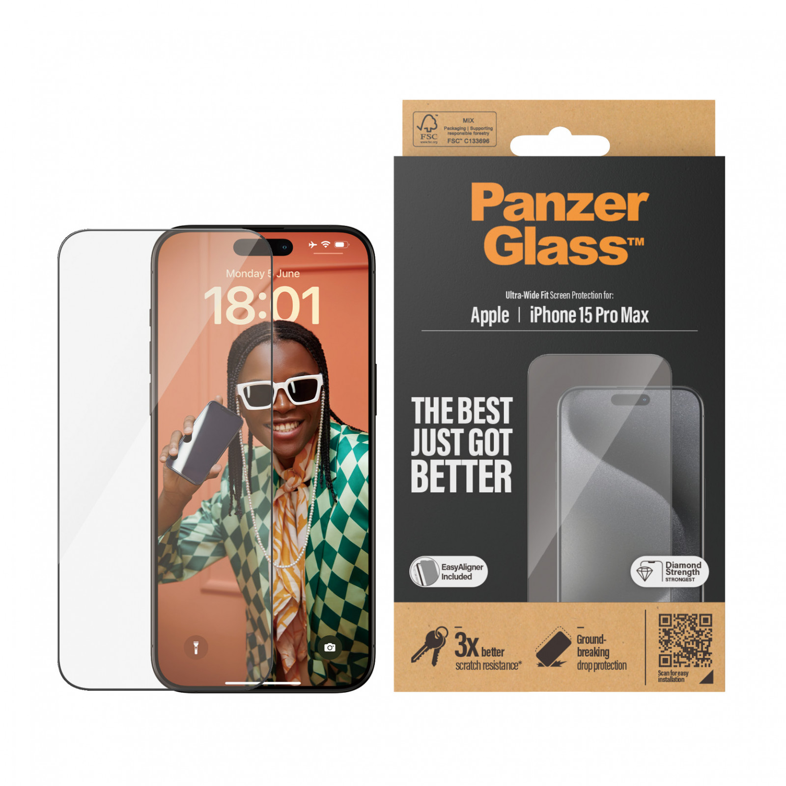 Стъклен протектор PanzerGlass за Apple iPhone 15 Pro Max ...