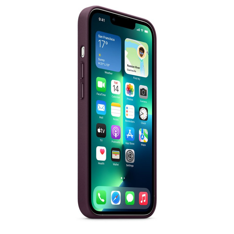 Оригинален Гръб Apple Leather Case with MagSafe за iPhone 13 Pro - Тъмно лилав, MM1A3ZM/A