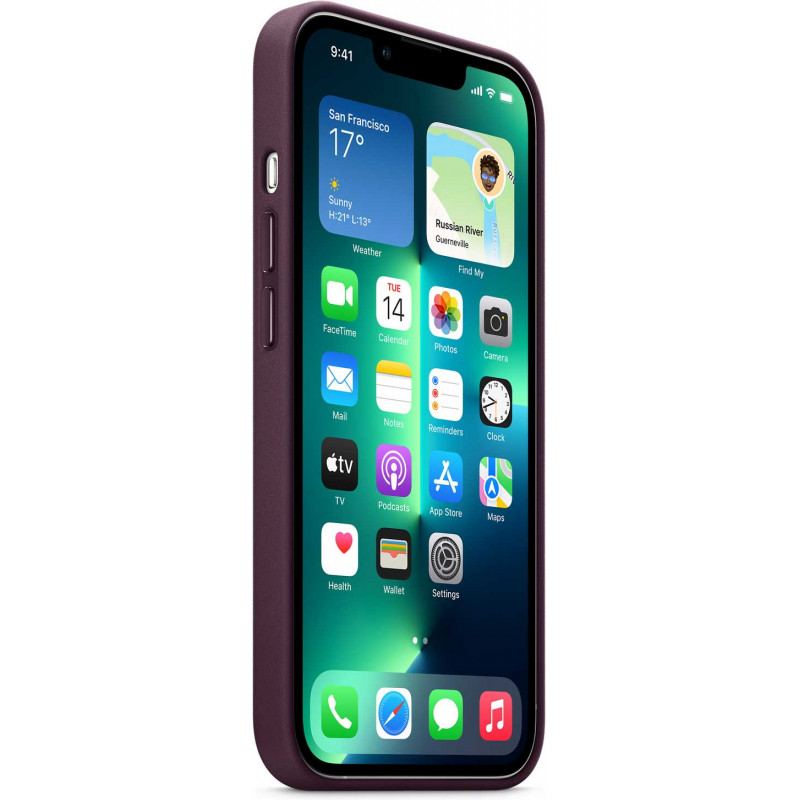 Оригинален Гръб Apple Leather Case with MagSafe за iPhone 13 Pro Max - Тъмно лилав, MM1M3ZM/A