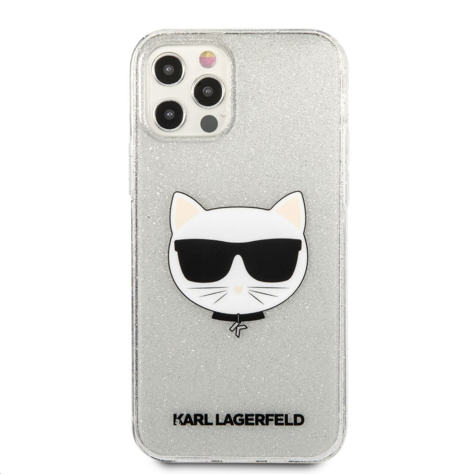 Гръб Karl Lagerfeld Choupette Head Glitter Case за iPhone 12 Pro Max 6.7 - Сребрист