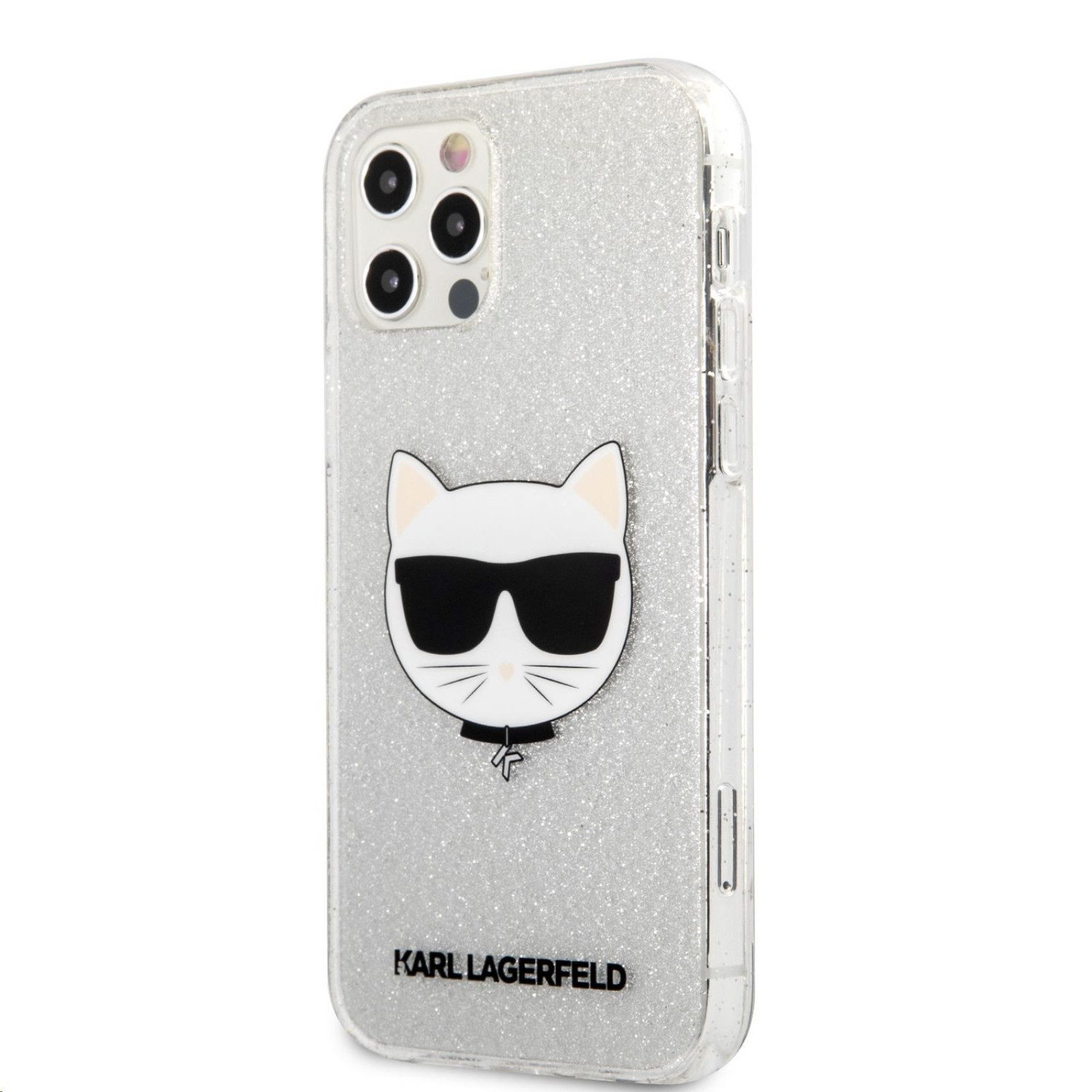 Гръб Karl Lagerfeld Choupette Head Glitter Case за iPhone 12 Pro Max 6.7 - Сребрист