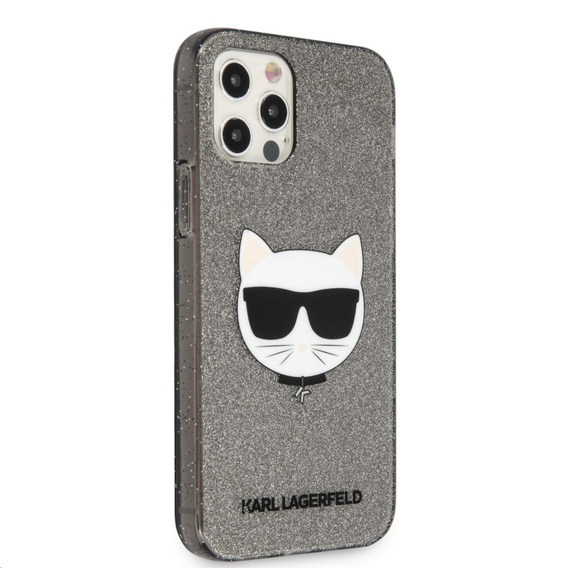 Гръб Karl Lagerfeld Choupette Head Glitter Case за iPhone 12 Pro Max 6.7 - Черен