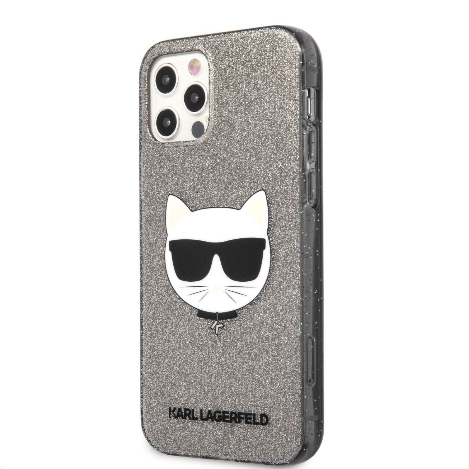 Гръб Karl Lagerfeld Choupette Head Glitter Case за iPhone 12 Pro Max 6.7 - Черен