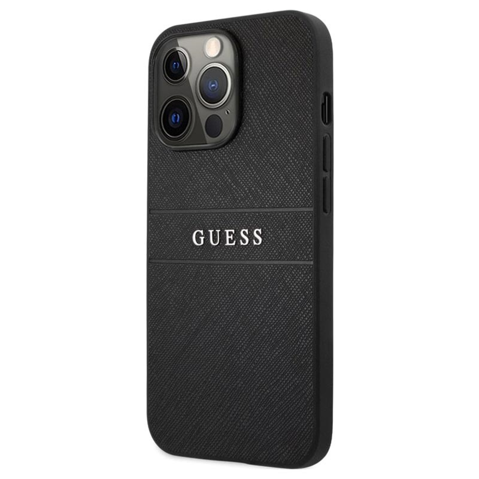 Гръб Guess PU Leather Saffiano Case за iPhone 13 Pro - Черен
