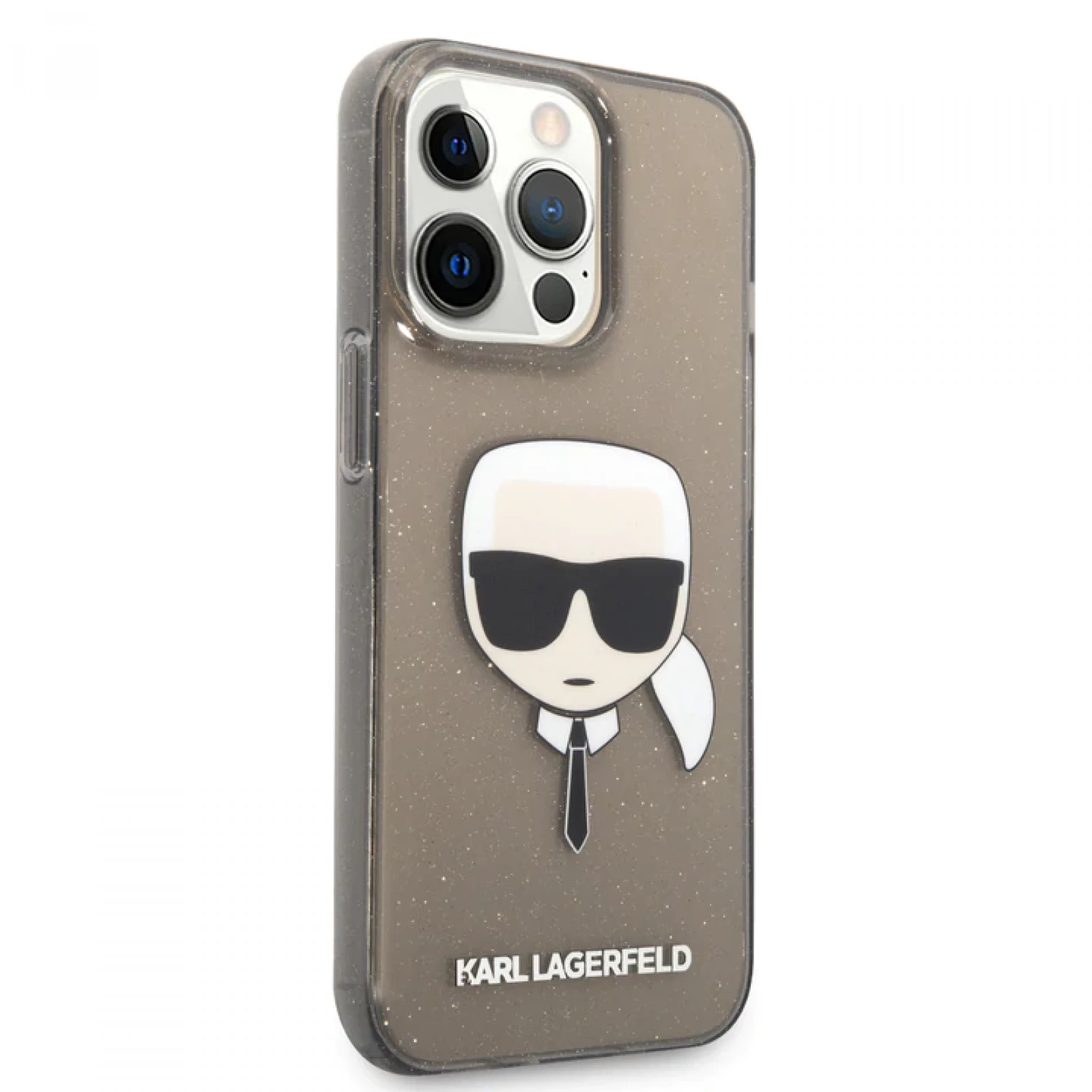 Гръб Karl Lagerfeld TPU Full Glitter Karl Head Case за iPhone 13 Pro - Черен