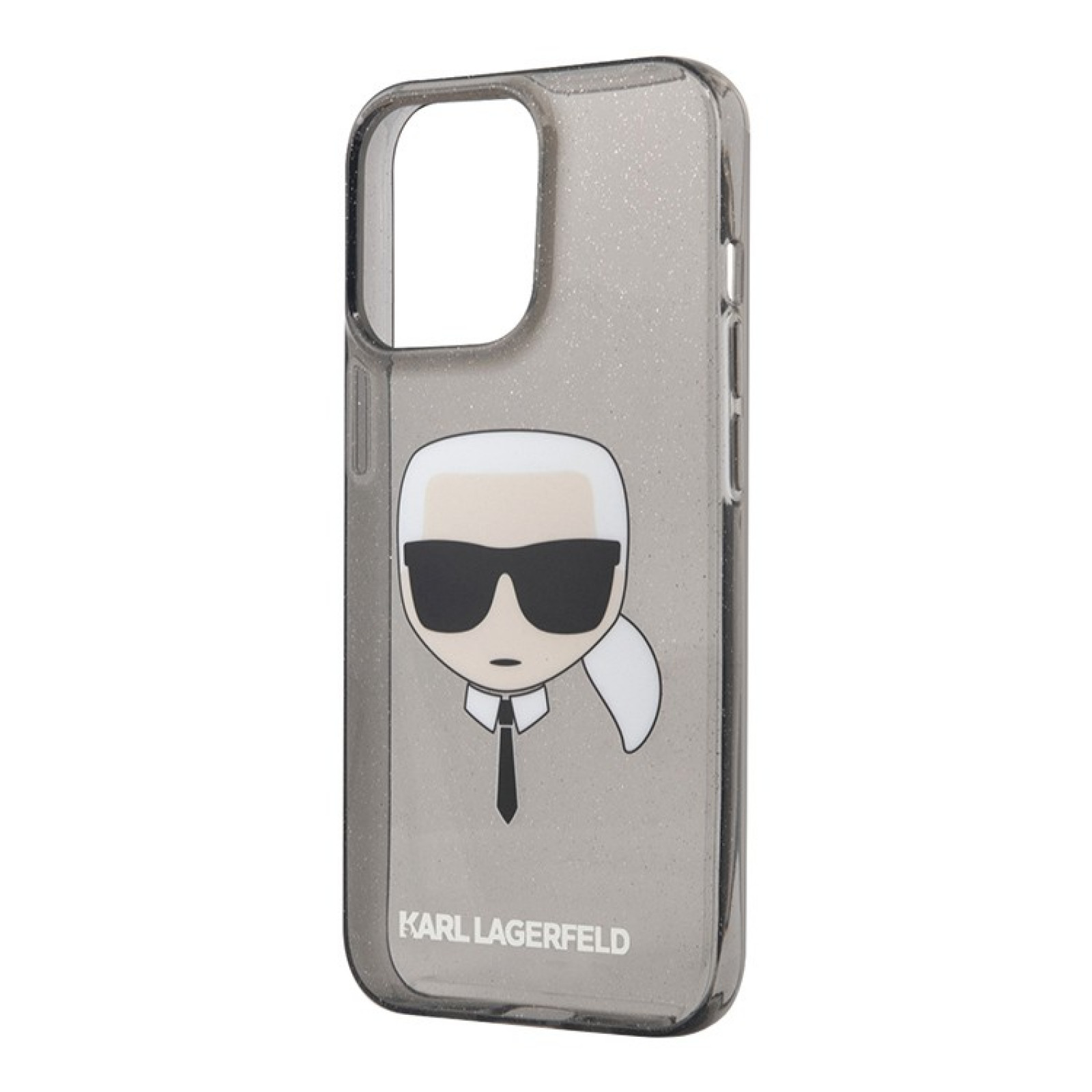 Гръб Karl Lagerfeld TPU Full Glitter Karl Head Case за iPhone 13 Pro Max - Черен