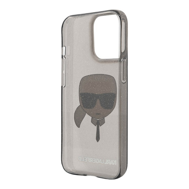 Гръб Karl Lagerfeld TPU Full Glitter Karl Head Case за iPhone 13 Pro Max - Черен