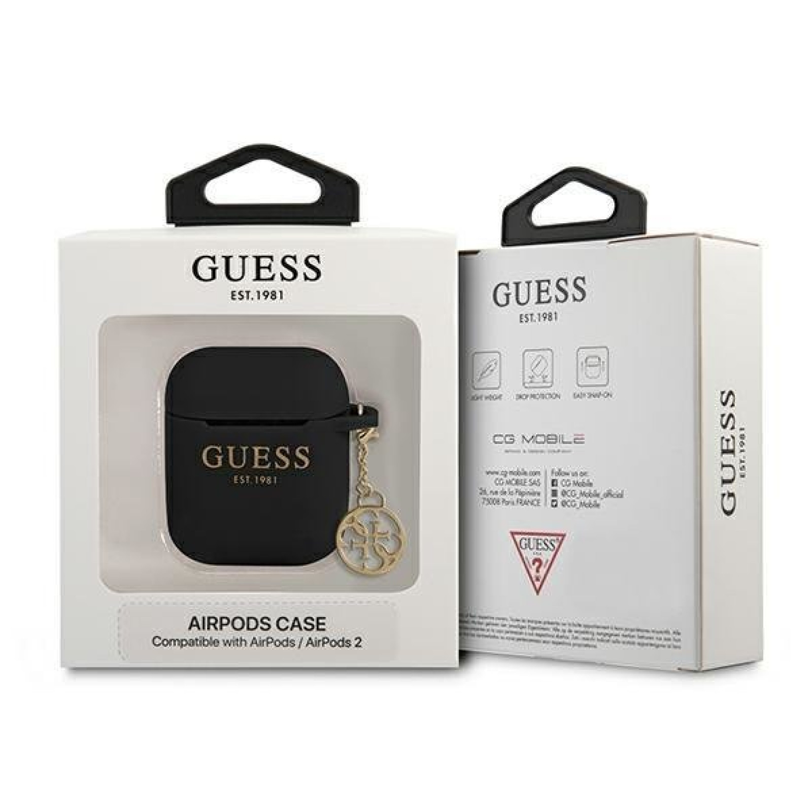 Калъф Guess 4G Charms Silicone Case за Airpods 1/2 - Черен