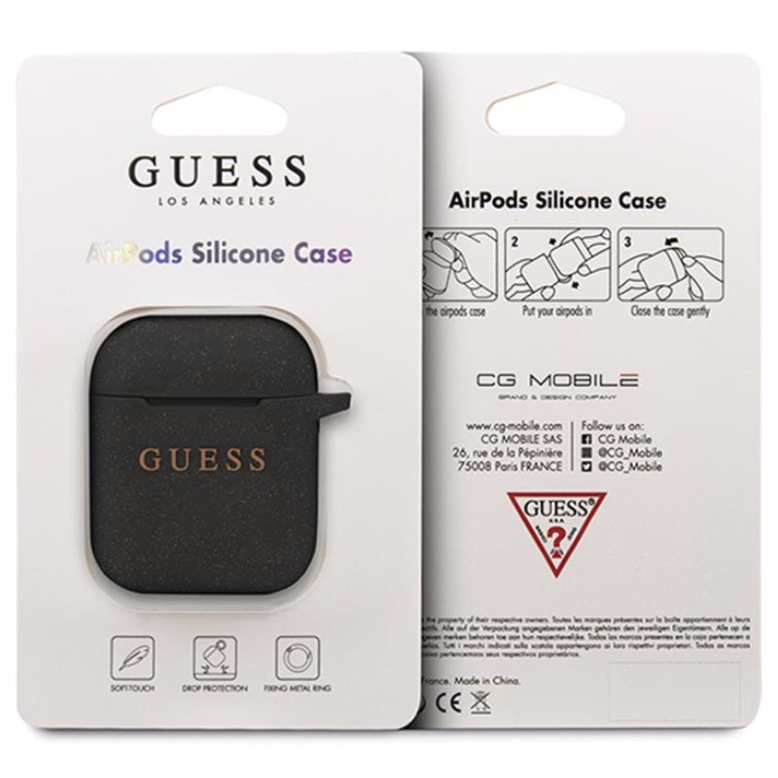 Калъф Guess Silicone Case за Airpods 1/2 - Черен