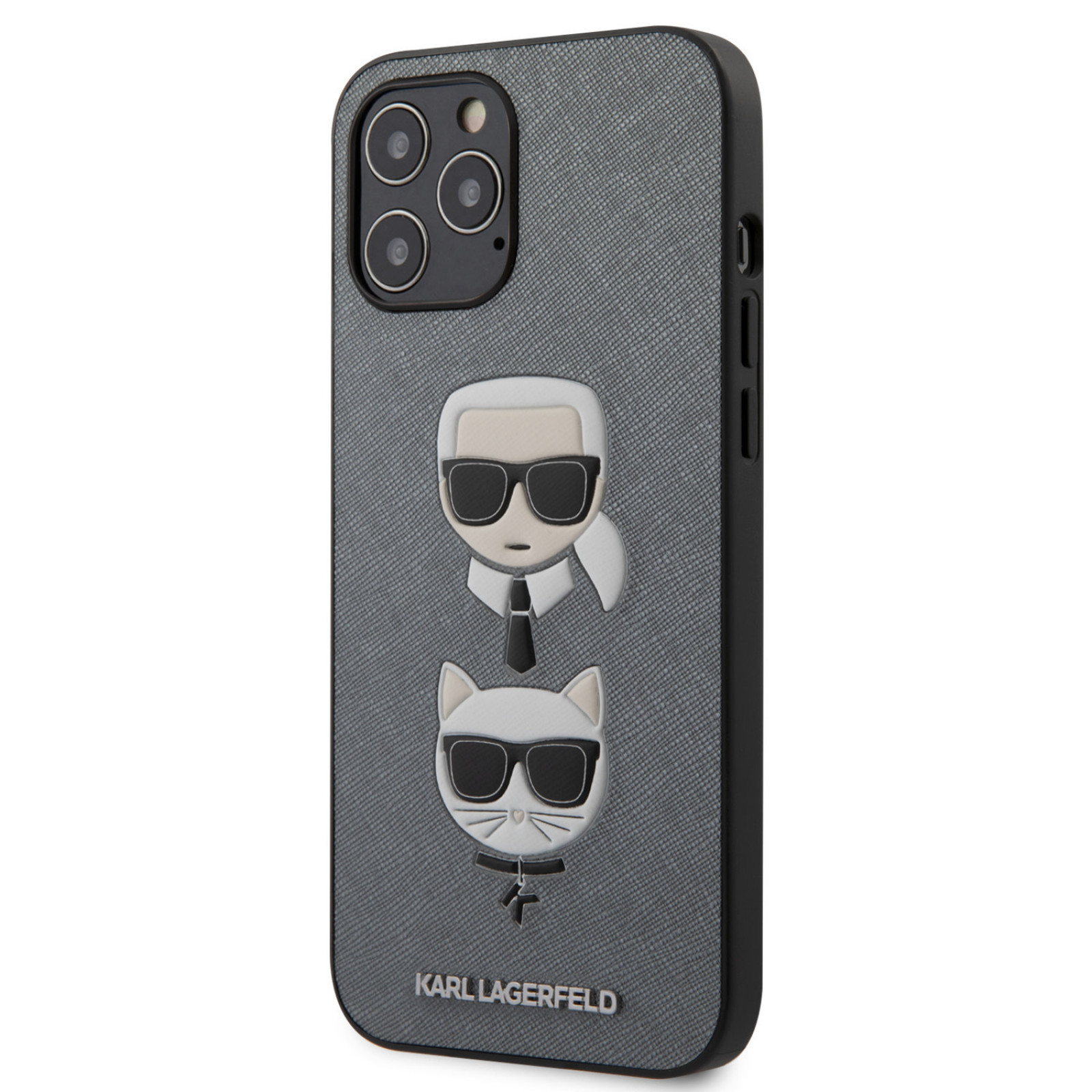 Гръб Karl Lagerfeld Saffiano K and C Heads Case за iPhone 12 Pro Max 6.7 - Сребрист