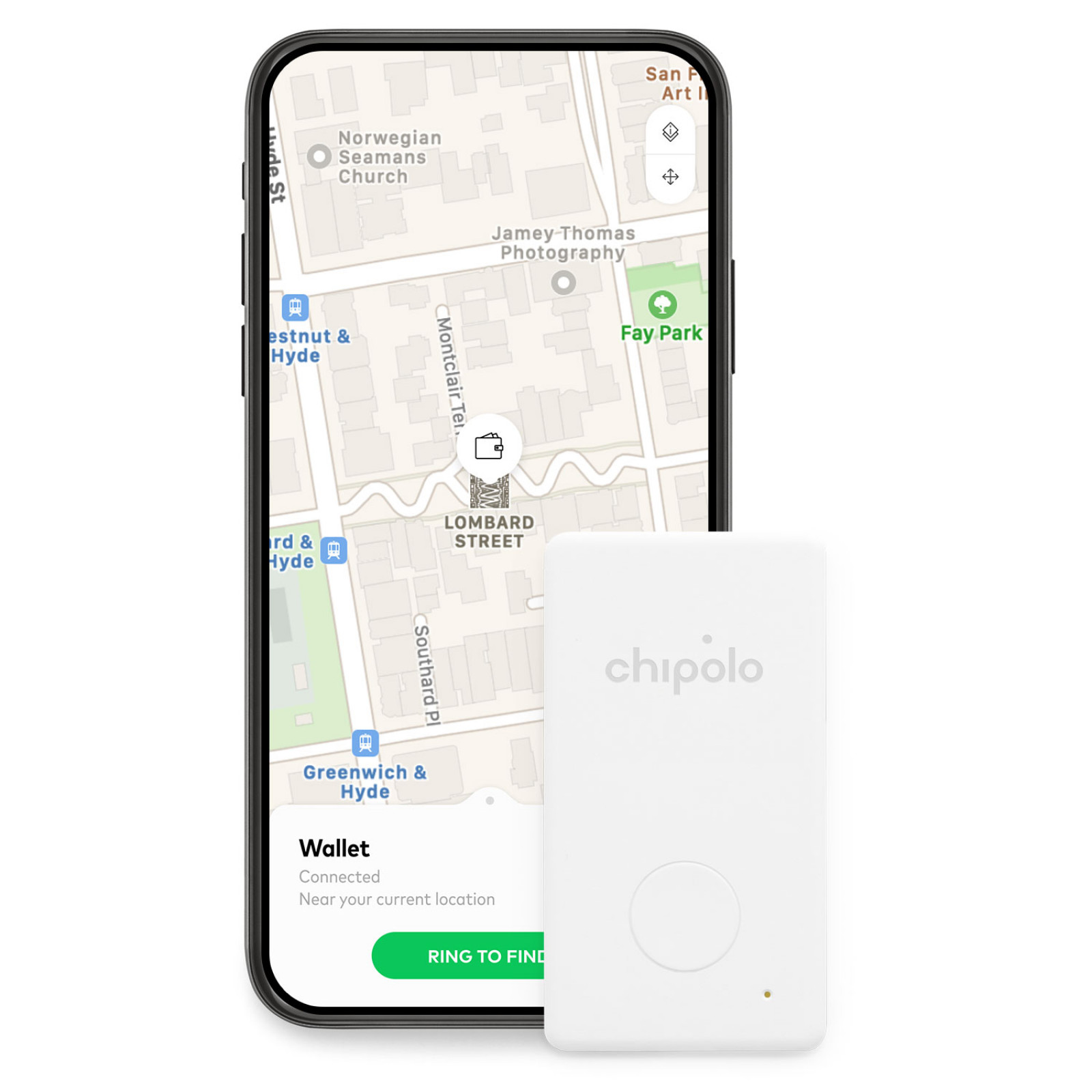 Тракер за портмоне CHIPOLO CARD iPhone/Android - Бял
