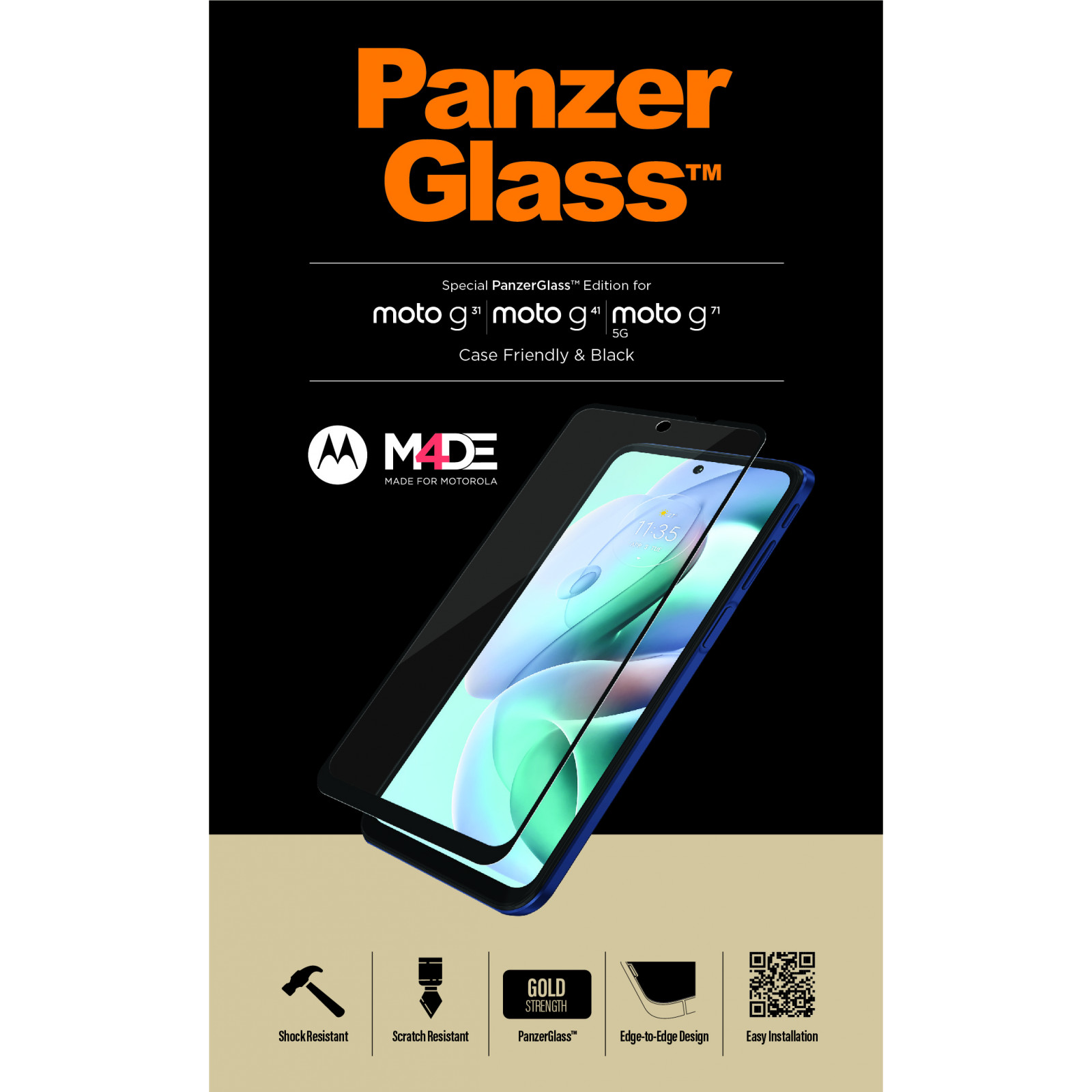 Стъклен протектор PanzerGlass за Motorola Moto G31 / Moto G41/ Moto G71 CaseFrienfly - Черно