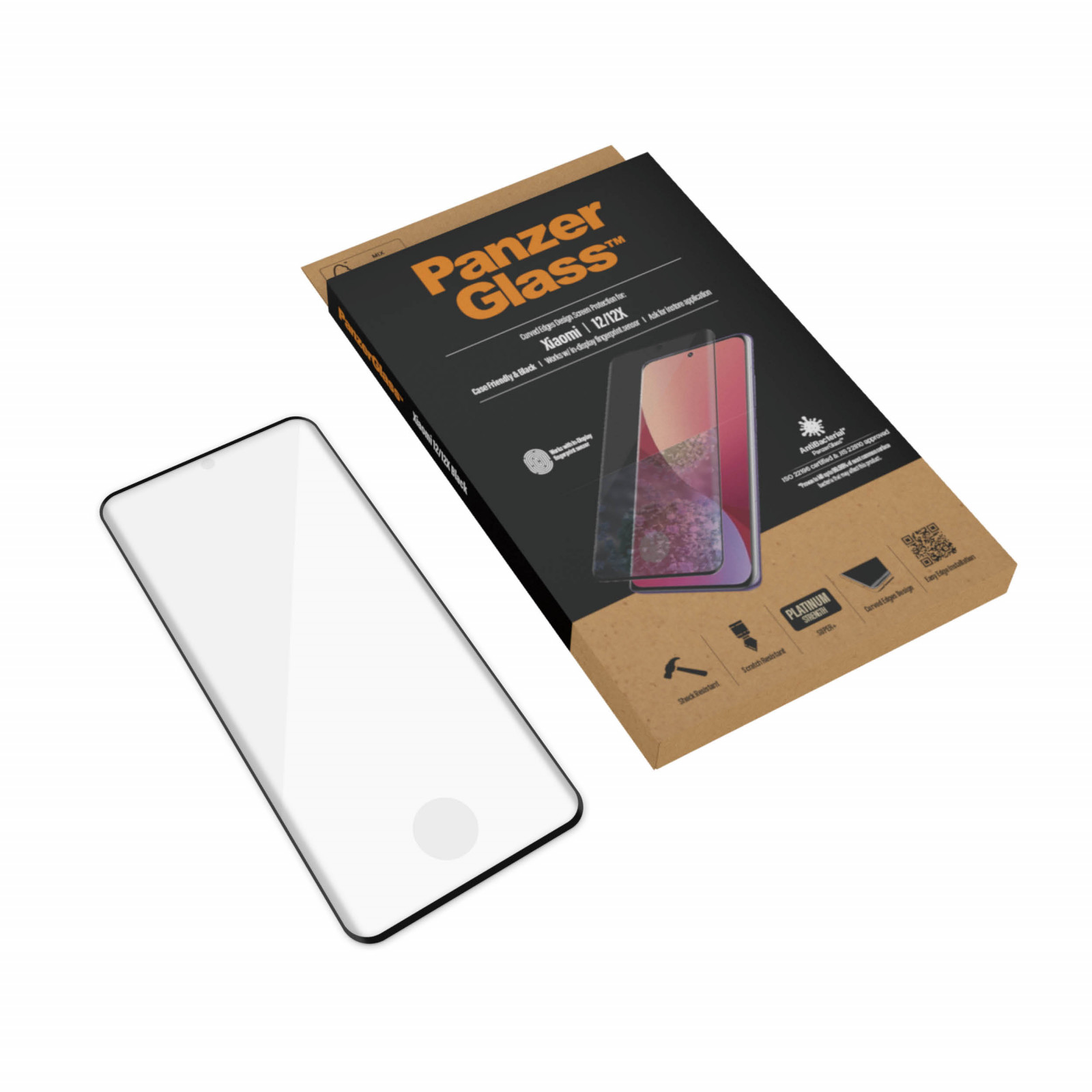 Стъклен протектор PanzerGlass за Xiaomi 12/12x Case Friendly, Black AB