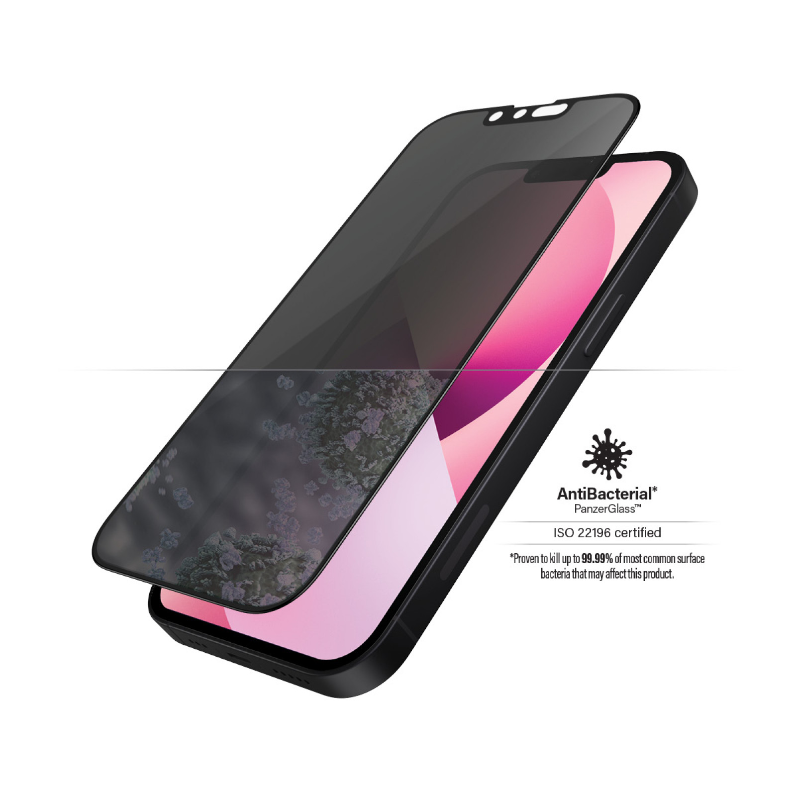 Стъклен протектор PanzerGlass за Apple Iphone 13 mini, Privacy, CaseFriendly, Antibacterial - Черен