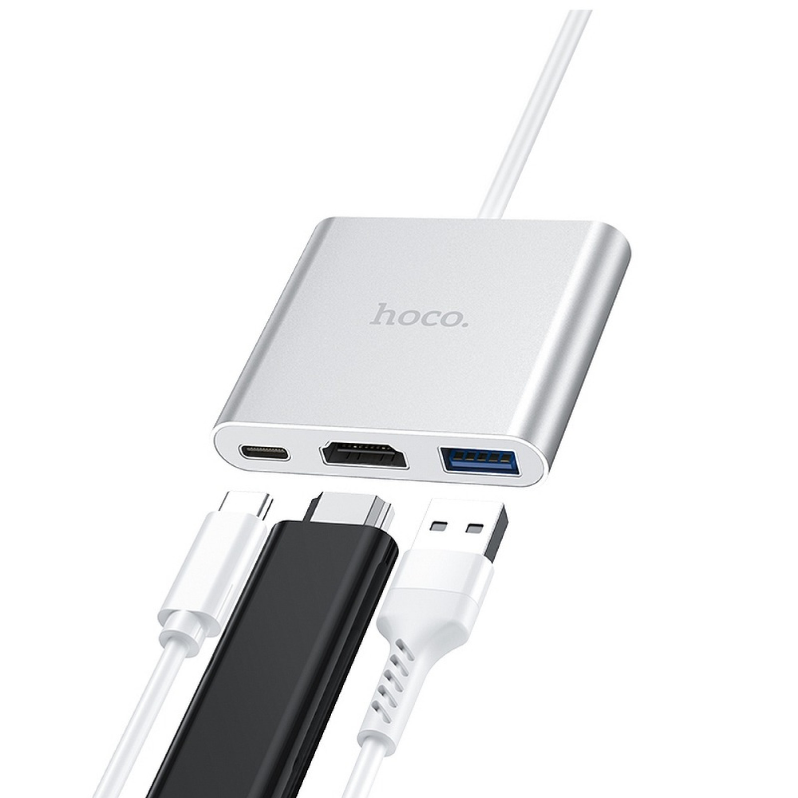 Хъб Hoco HB14 Easy use Type-C ( Type-C to USB3.0+HDMI+PD) - Сребрист