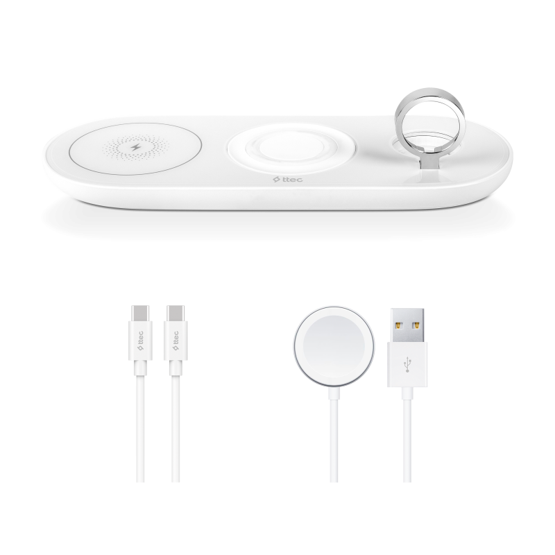 Безжично зарядно ttec AirCharger Trio (3 in 1) iPhone + Apple Watch + AirPods Wireless Speed Charging Station
