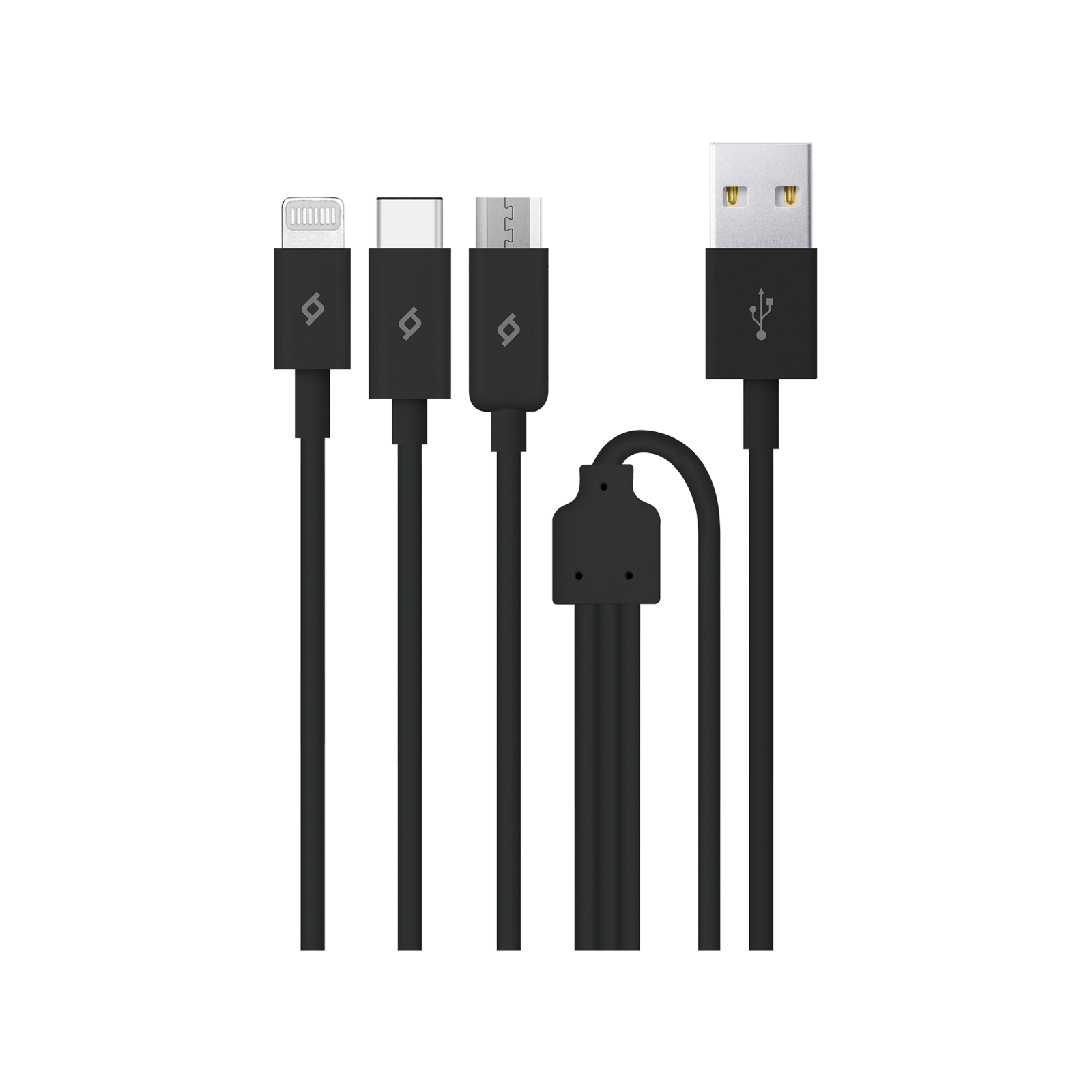 Кабел ttec Trio Charge / Data Mini Cable , Type-C , Lightning , Micro USB , 120cm  - Черен