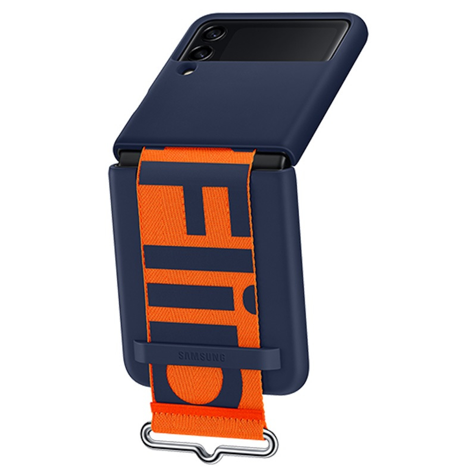 Оригинален Гръб Samsung Silicone Cover with Strap за Galaxy Z Flip 3 - Син, EF-GF711TNE