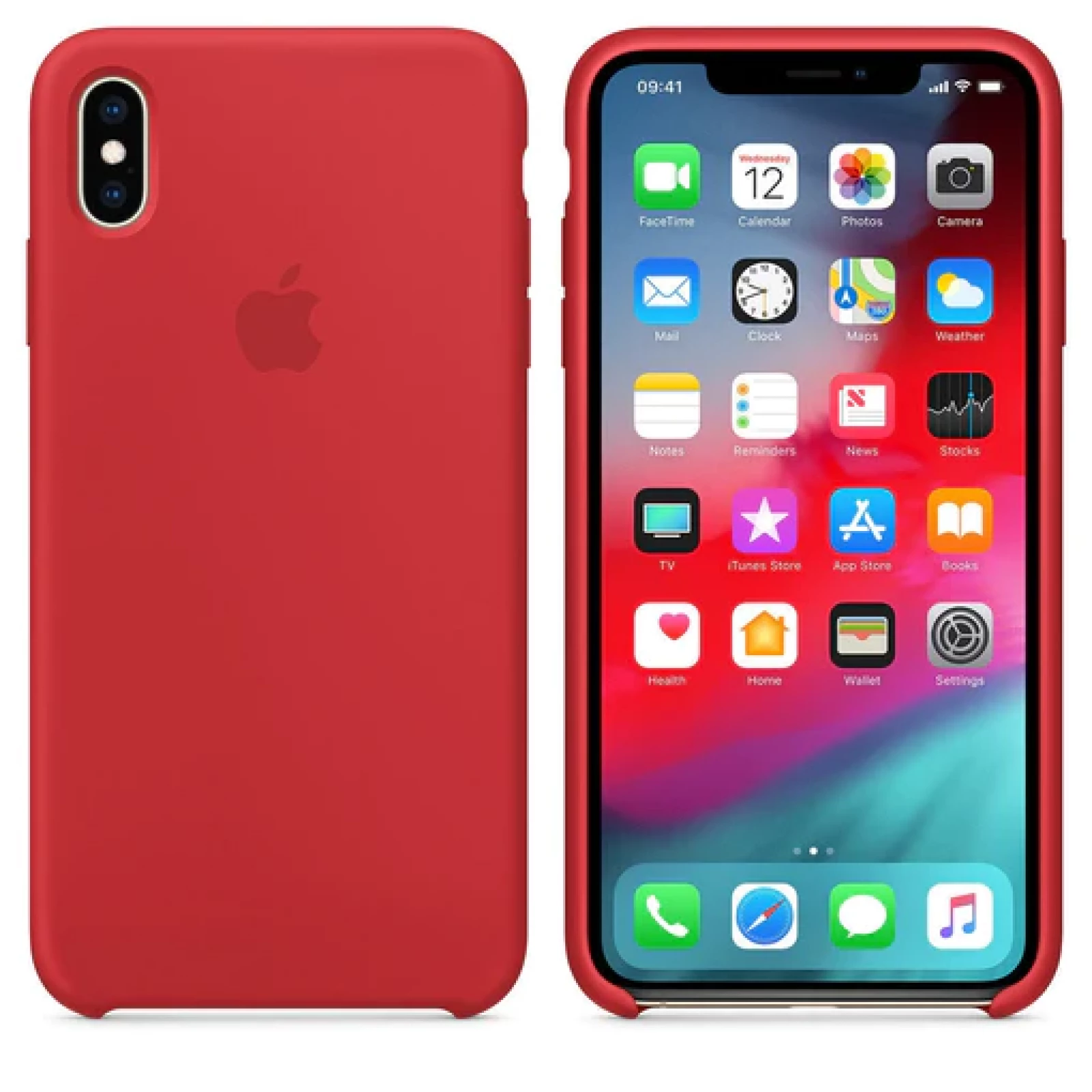 Оригинален гръб Apple Silicone Cover за iPhone XS Max - Червен, MRWH2ZM/A