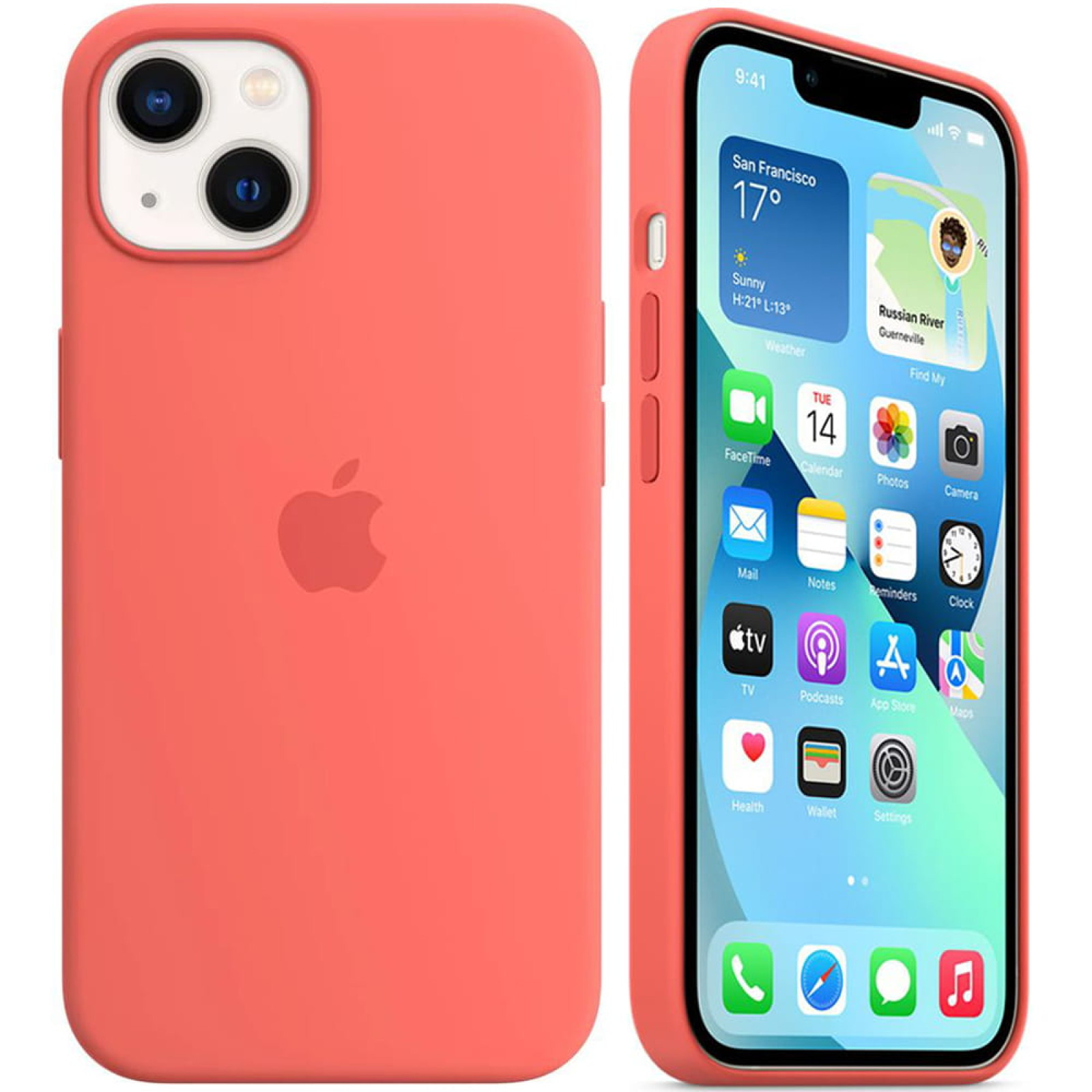 Оригинален гръб Apple за iPhone 13, Silicone Magsafe Cover, Pink Pomelo, MM253FE/A