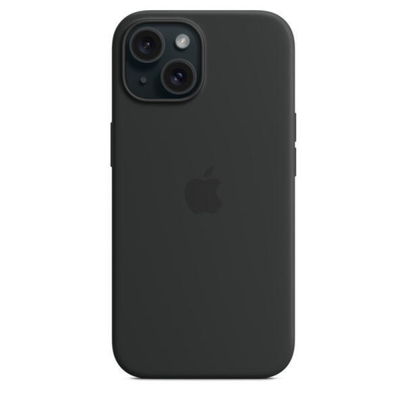 Оригинален гръб Apple за iPhone 15,  Silicone Magsafe Cover, Черен, MT0J3ZM/A