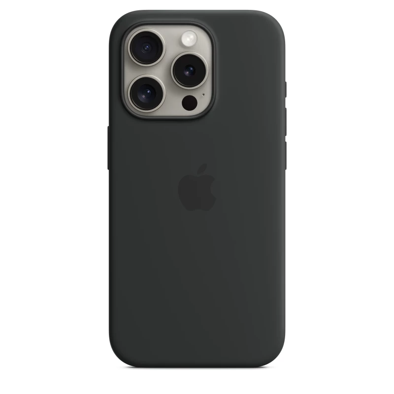 Оригинален гръб Apple за iPhone 15 Pro, Silicone Magsafe Cover. Черен, MT1A3ZM/A