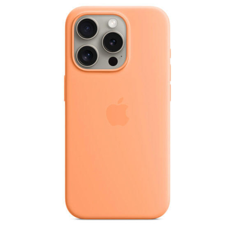 Оригинален гръб  Apple за iPhone 15 Pro, Silicone Magsafe Cover , Orange Sorb, MT1H3ZM/A