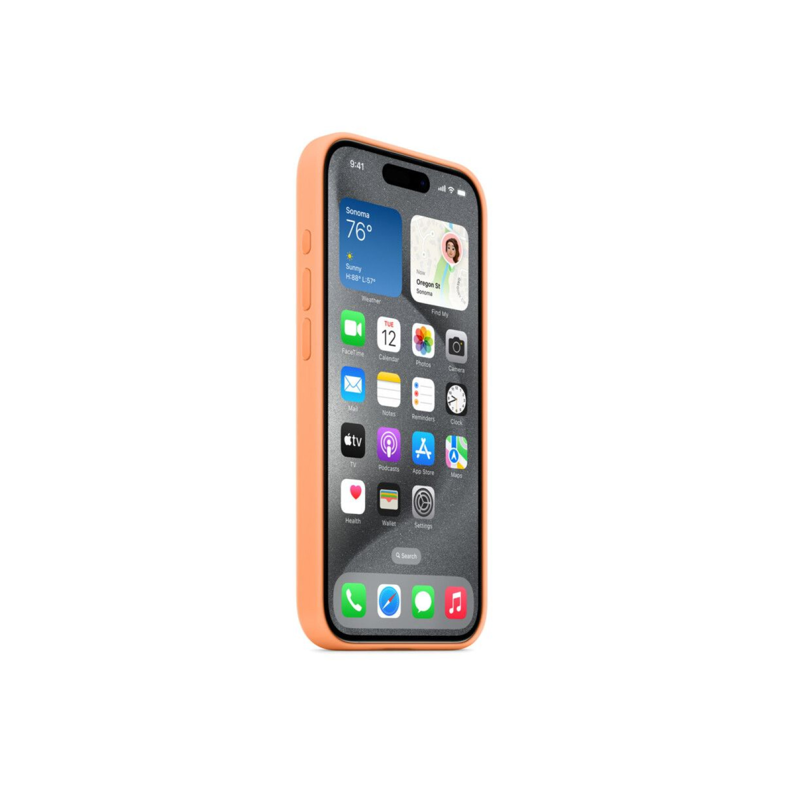 Оригинален гръб  Apple Silicone Magsafe Cover за iPhone 15 Pro - Orange Sorb, MT1H3ZM/A