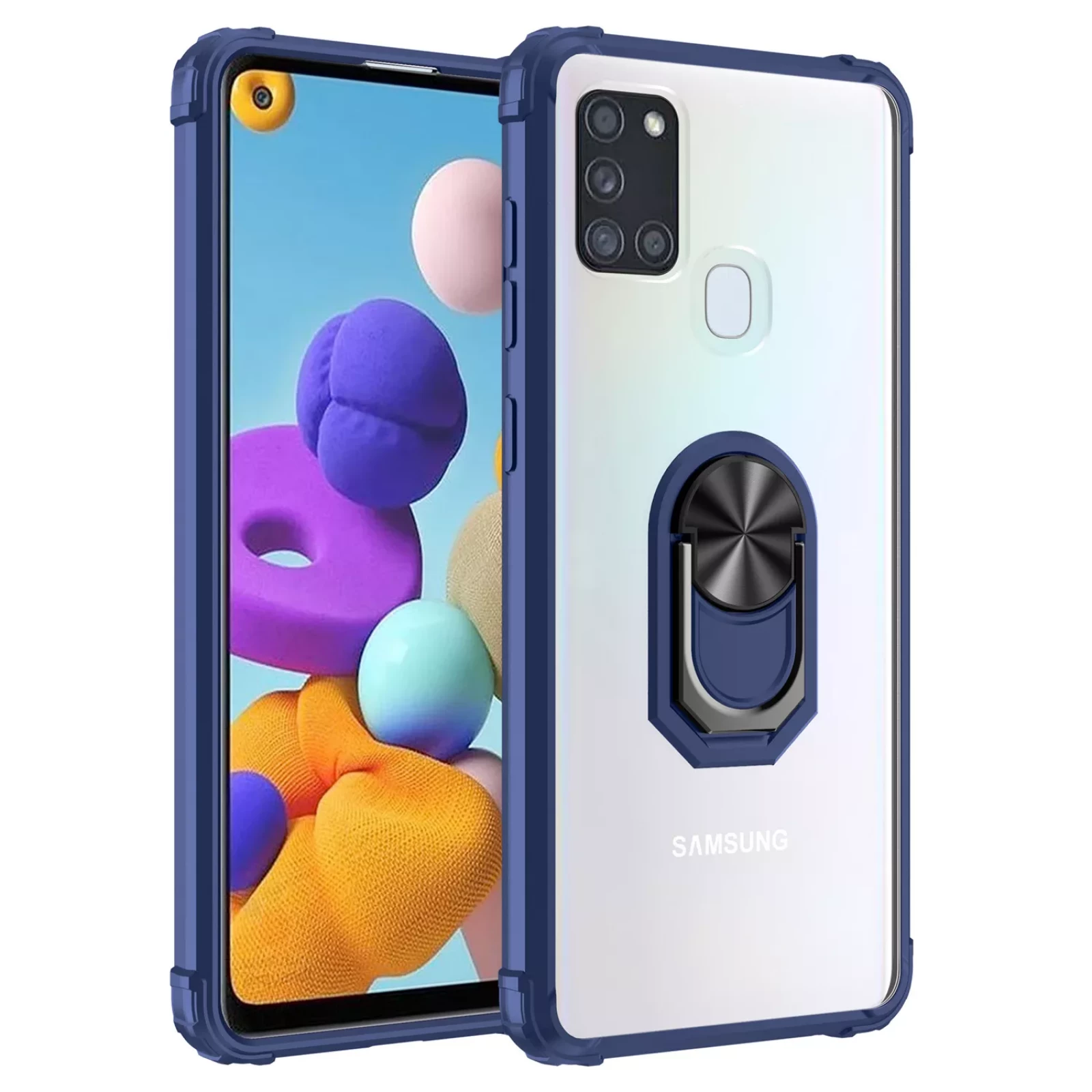 Гръб Military ring за Samsung Galaxy A21s - Син - Samsung Galaxy A21s | Phoneplay.bg