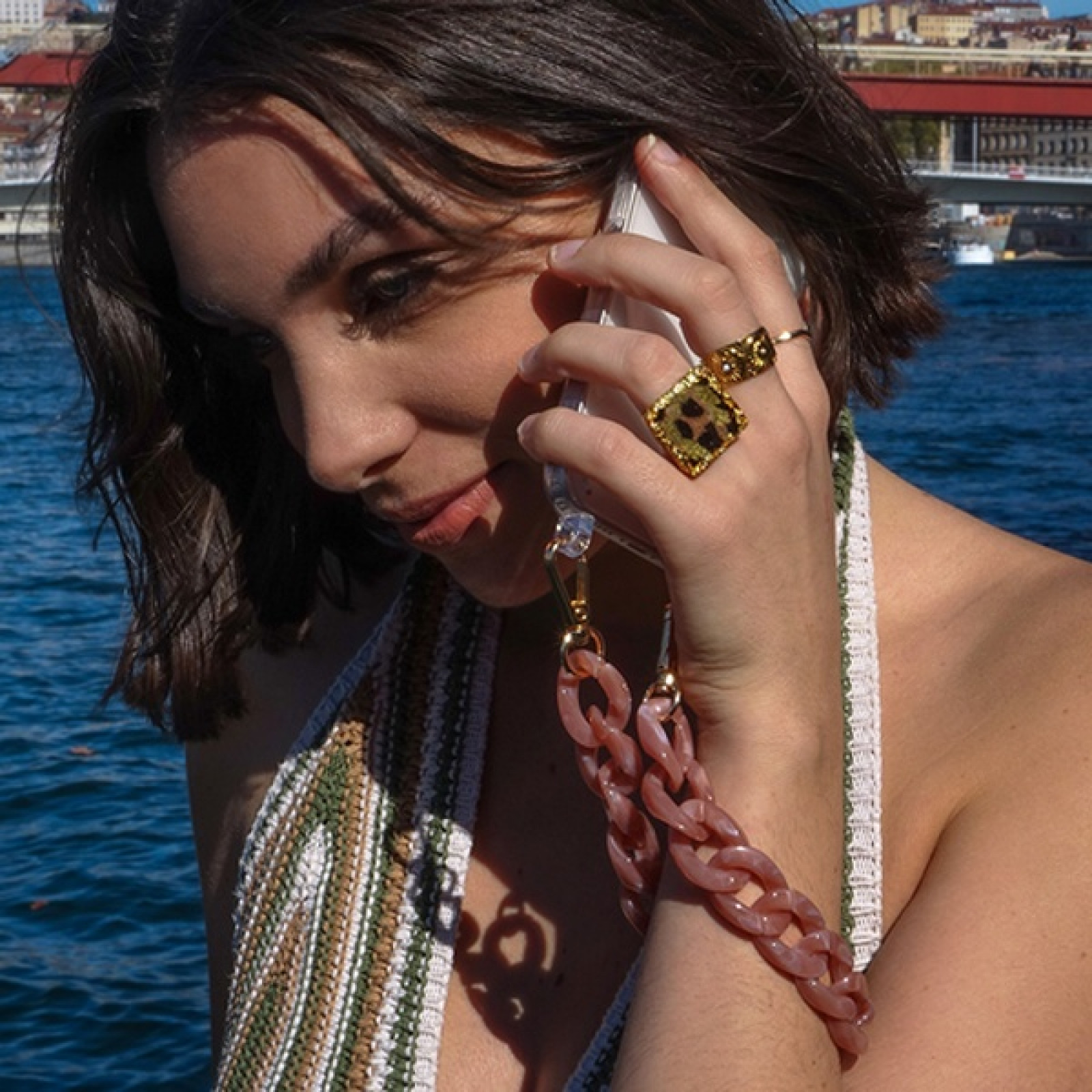 Огърлица за мобилен телефон Zanae,  Phone wristlaces, Tortoise shell Lady, S size, Розов