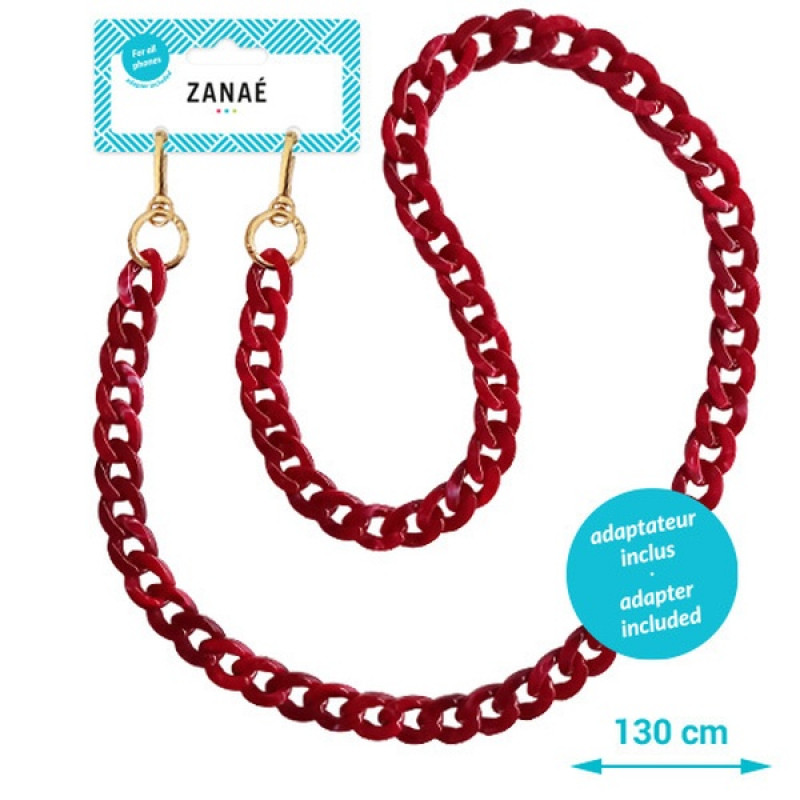 Огърлица за мобилен телефон Zanae, Phone necklaces,  L size, Coral red, Червен