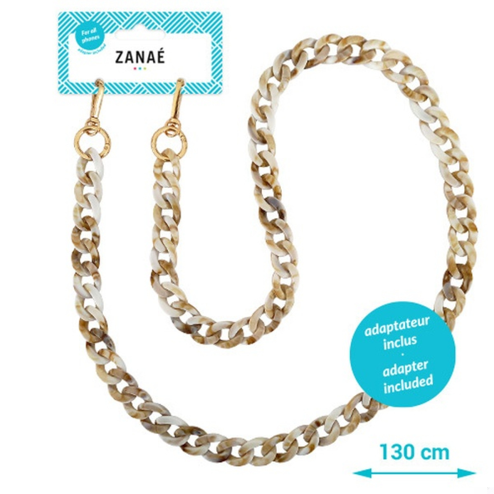 Огърлица за мобилен телефон Zanae, Phone necklaces, Turtle Sand, L size, Многоцветен