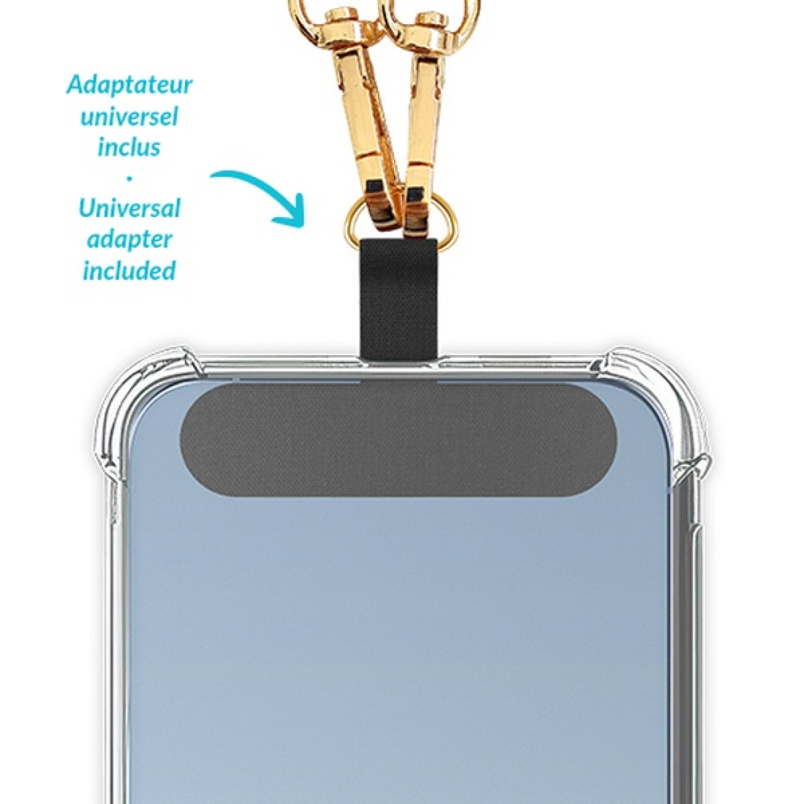 Огърлица за мобилен телефон Zanae, Phone wristlaces, Golden stone, L size, Многоцветен