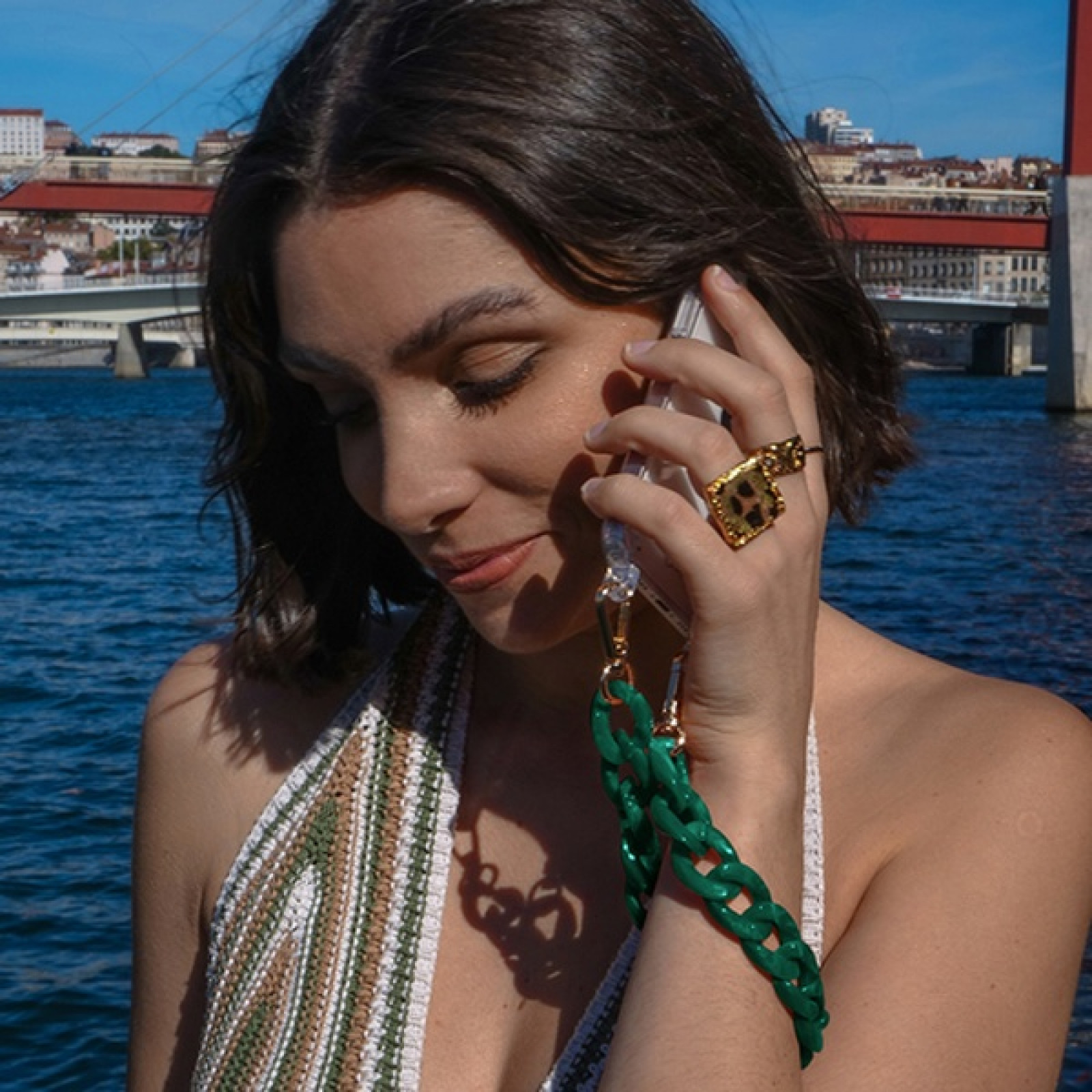 Огърлица за мобилен телефон Zanae, Phone wristlaces, Jade, S size, Зелен