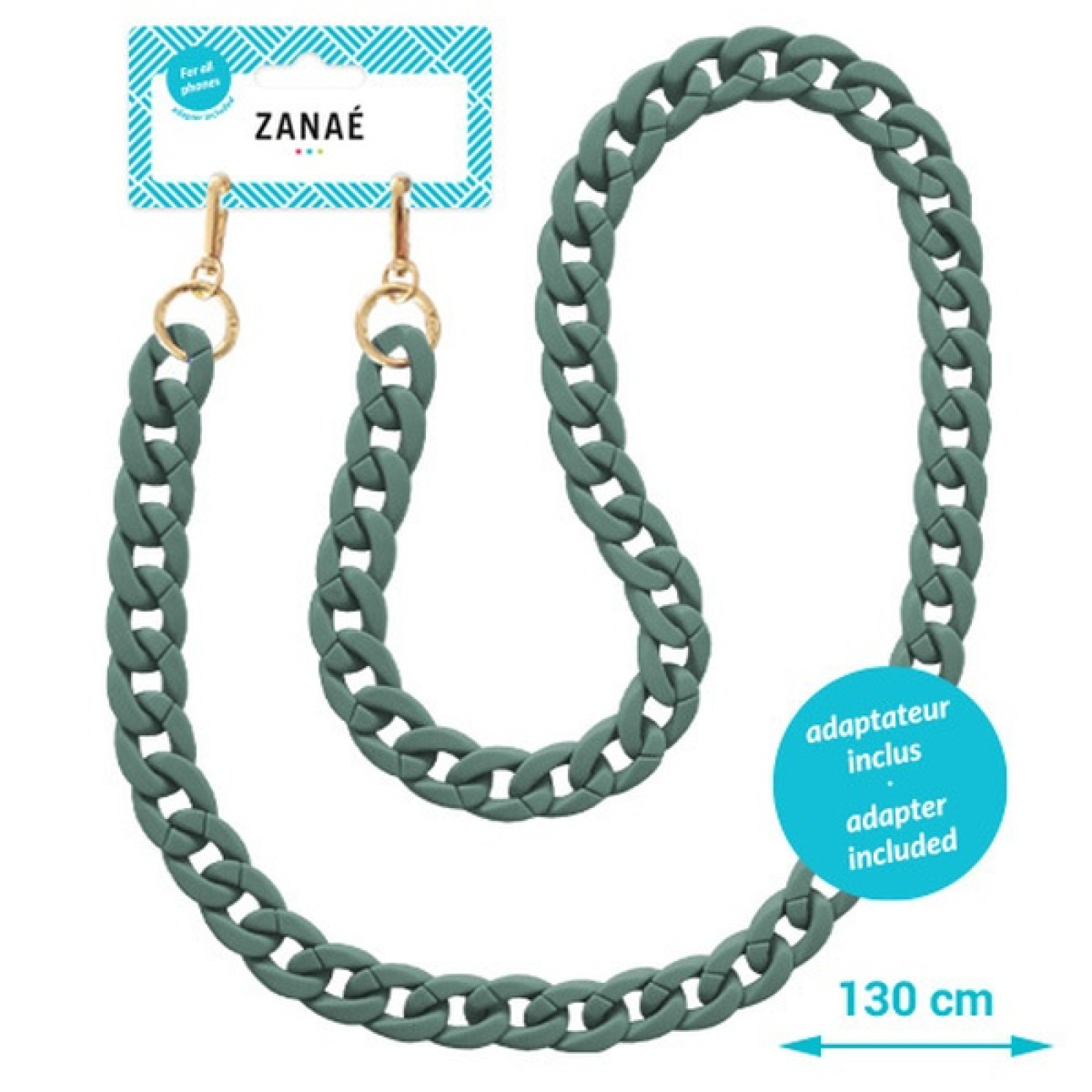 Огърлица за мобилен телефон Zanae, Phone necklaces, Mate stone, large-links, L size, Зелен